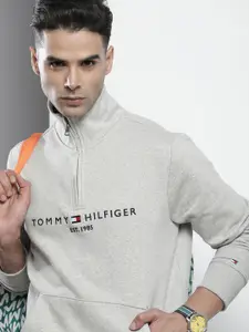 Tommy Hilfiger Men Grey Brand Logo Embroidery Sweatshirt