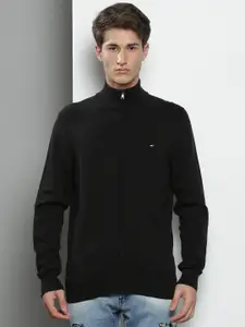 Tommy Hilfiger Men Black Solid Cotton Sweatshirt
