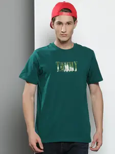 Tommy Hilfiger Men Green Brand Logo Printed T-shirt