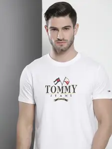 Tommy Hilfiger Men White Brand Logo Printed T-shirt