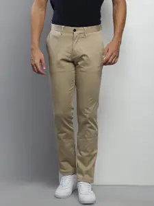 Tommy Hilfiger Men Beige Solid Cotton Trousers