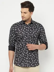 JOLLY'S Men Black Straight Floral Printed Casual Shirt