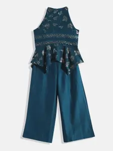 Ethnovog Girls Teal Blue Sequinned Made To Measure Top with Palazzos