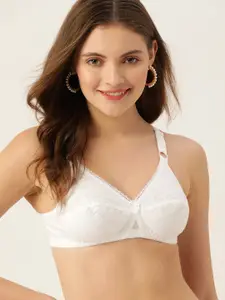 DressBerry White Floral Embroidered Bra
