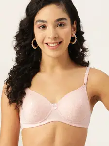 DressBerry Pink Floral Lace Bra Lightly Padded