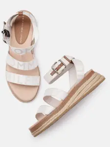 Tommy Hilfiger Women Off White Printed Wedge Sandals