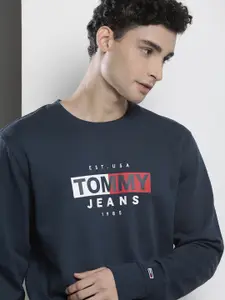 Tommy Hilfiger Men Navy Blue Printed Sweatshirt