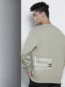 Tommy Hilfiger Men Grey & White Printed Sweatshirt
