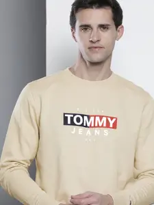 Tommy Hilfiger Men Beige & White Printed Sweatshirt