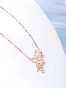 Zavya Gold-Toned & White 925 Sterling Silver Rose Gold-Plated Necklace