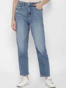 AMERICAN EAGLE OUTFITTERS Women Blue Slim Fit High-Rise Heavy Fade Jeans