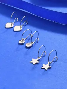 Accessorize London Set of 3 Silver-Toned Circular Drop Earrings