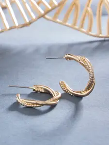 Accessorize London Twist Textured Circular Half Hoop Earrings