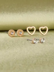 Accessorize London Set of 3 Gold-Toned Circular Studs Earrings