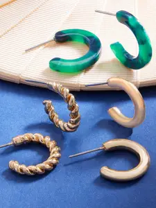 Accessorize London Set of 3 Circular Half Hoop Earrings