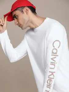 Calvin Klein Jeans Men White Brand Logo Pure Cotton T-shirt