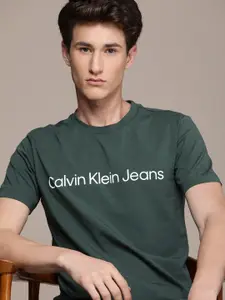 Calvin Klein Jeans Men Teal Green Monogram Badge Oversized T-shirt