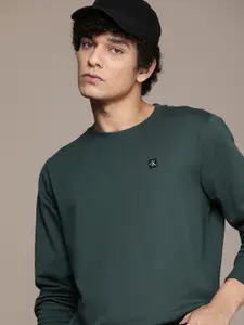 Calvin Klein Jeans Men Teal Green Badge Pullover Sweatshirt