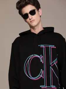 Calvin Klein Jeans Men Black Illuminated Hoodie Sweatshirt