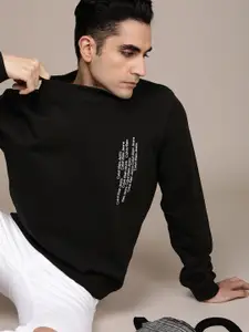 Calvin Klein Jeans Men Black Brand Logo Printed Pure Cotton Pullover Sweatshirt