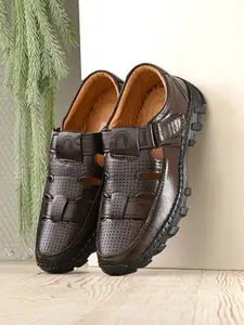 Rising Wolf Men Brown Fisherman Sandals