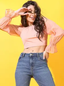 Tokyo Talkies Women Pink Solid Crop Top