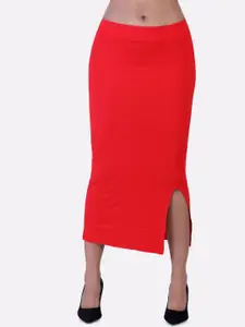 LAASA  SPORTS Women Red Solid Mid-Calf Length Pencil Skirts