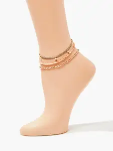 FOREVER 21 Rose Gold-Toned Beaded Anklets