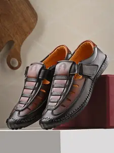 Rising Wolf Men Tan & Black Fisherman Sandals