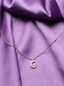 Accessorize Women Silver-Toned Moon & Star Pendant Necklace