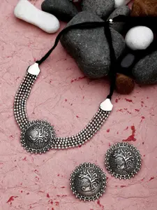 CARDINAL Silver-Toned Choker Necklace Jewellery Set