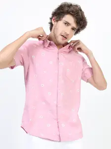 HIGHLANDER Men Pink Slim Fit Printed Casual Shirt