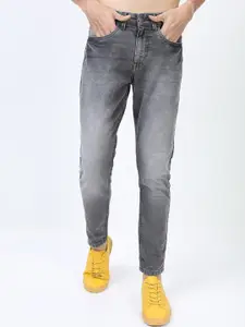 KETCH Men Grey Tapered Fit Low Distress Heavy Fade Stretchable Jeans