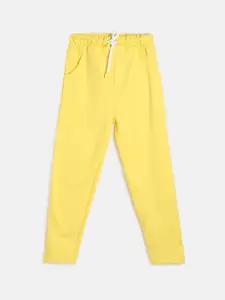 MINI KLUB Boys Yellow Solid Pure Cotton Track Pants