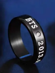 UNIVERSITY TRENDZ Men Silver-Plated & White CZ-Studded BTS Finger Ring