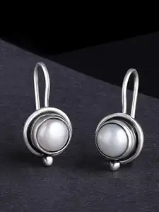 Silvora by Peora White Circular Drop Earrings