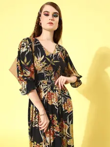 Style Quotient Women Stunning Black Floral Indie Gal Dress