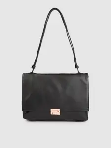 Caprese Black Solid Regular Structured Satchel