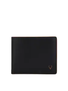 Allen Solly Men Black Textured Leather Two Fold Wallet