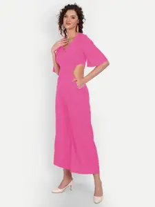 MINGLAY Pink Crepe A-Line Dress
