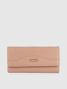 Caprese Women Pink Textured Three Fold Wallet