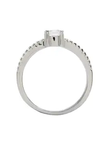 ANAYRA 925 Sterling Silver White AD Studded Ring