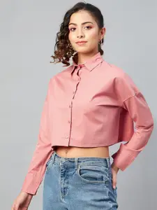 CHIMPAAANZEE Women Pink Boxy Casual Shirt