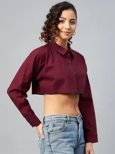 CHIMPAAANZEE Women Maroon Relaxed Casual Shirt