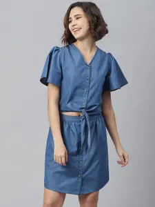 StyleStone Blue Denim Shirt Dress