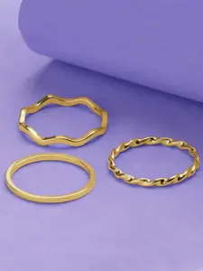 Accessorize London Set Of 3 Gold-Plated Finger Rings
