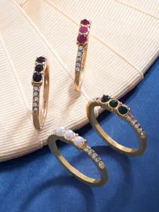 Accessorize Women Set of 4 Willow Gems & Pearls Finger Rings