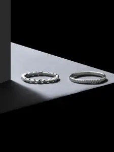 Accessorize London Set Of 2 Silver-Toned Textured Finger Rings