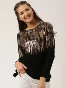 DressBerry Women Black Printed Sweater