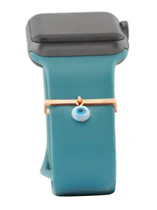 MINUTIAE Women Rose Gold-Plated Blue & White Evil Eye Pendant Watch Charm